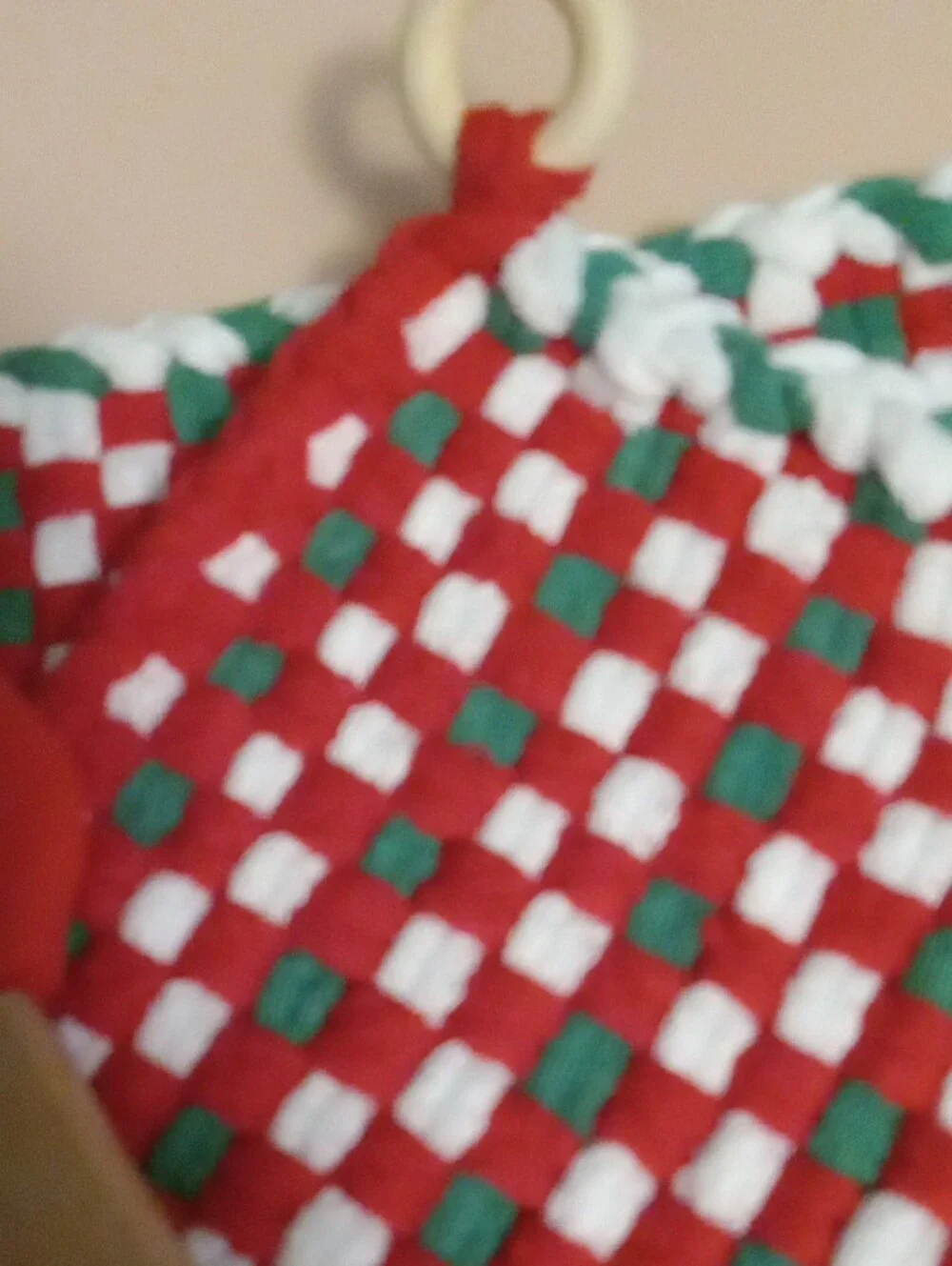 Christmas Red, White & Green Handmade Potholders with Tree  Silicone Spatula